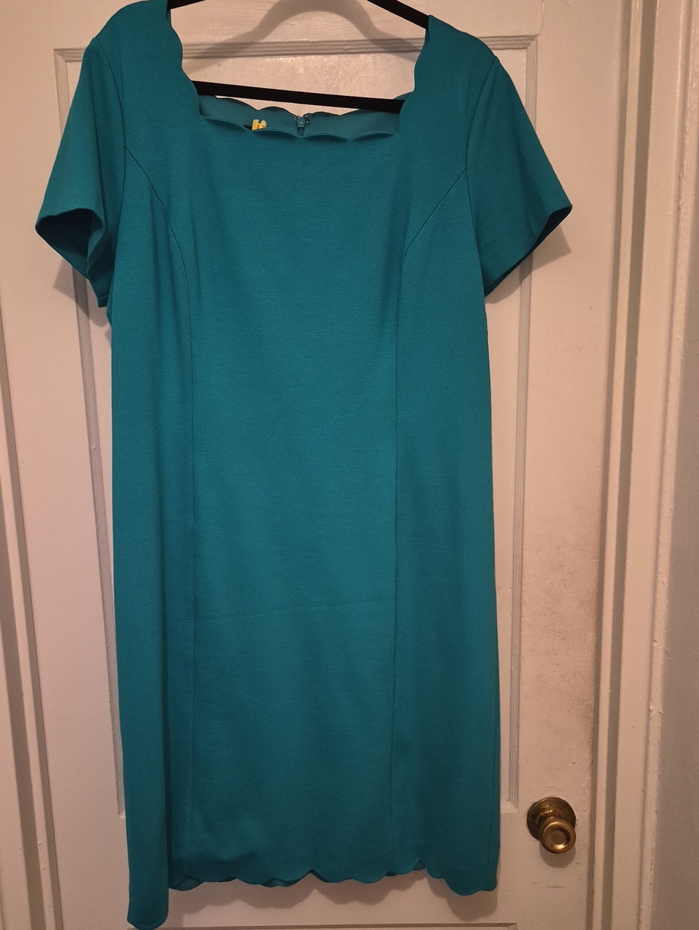 Talbots Teal Scallop-Edge Dress